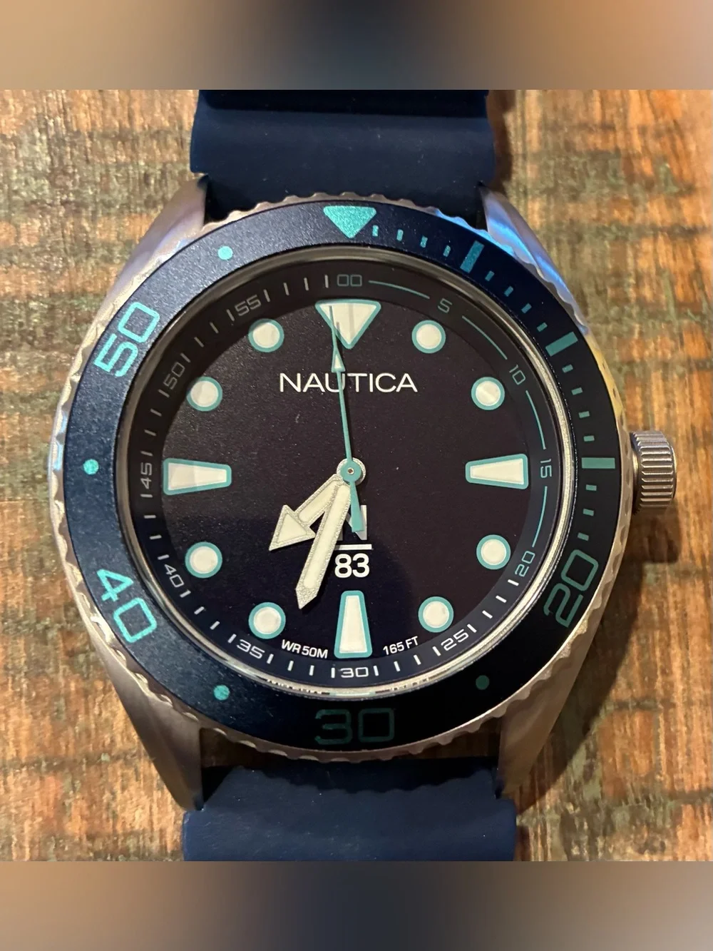 Nautica N83 Men's Watch NAPFWS219 Blue Silicone Strap Watch Like New With Box